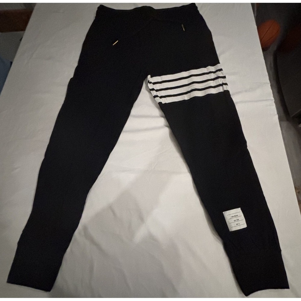 Thom Browne Classic Loophole 4 Bar Sweatpants 100% Cotton W Pockets Size 4 Black